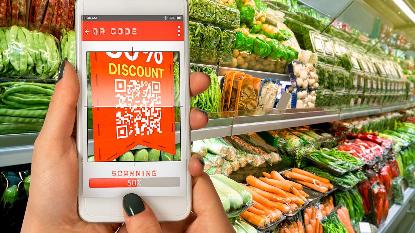 Shopping codes. Vegetables Phone Screen.