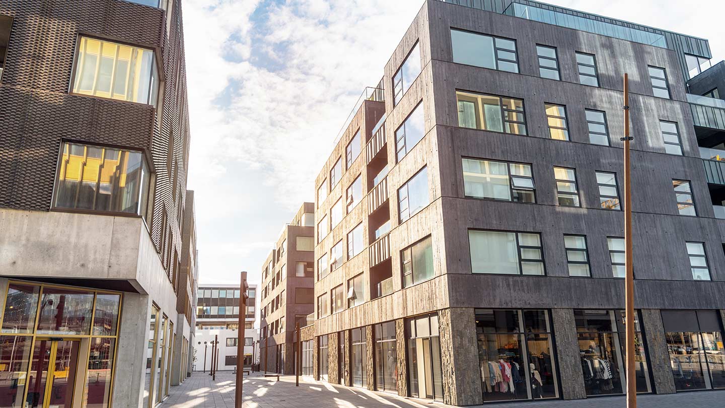 Mixed-use exterior building street view