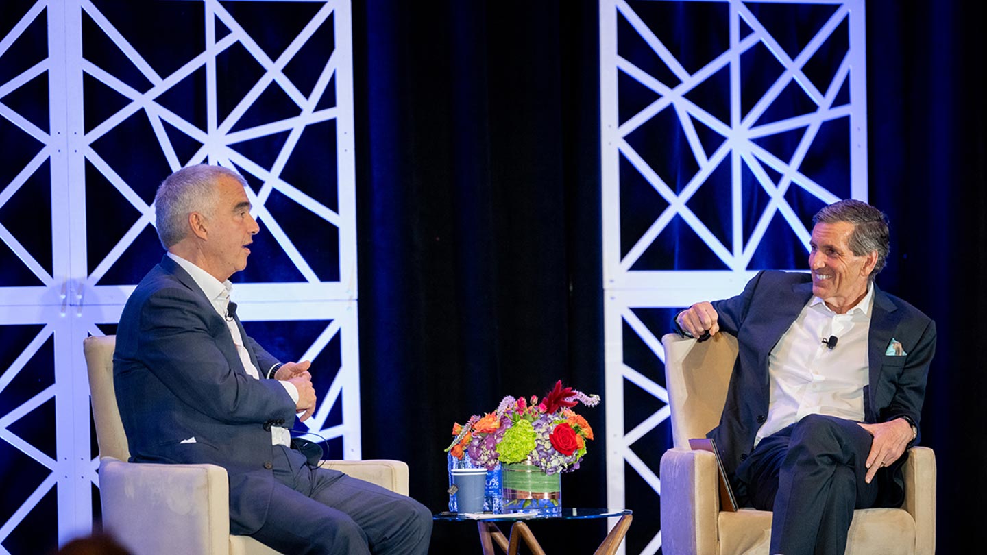 Humana CEO Bruce Broussard, at right, gave a keynote presentation moderated by Cory Rapkin, Vice Chairman of Healthcare Investment Banking at J.P. Morgan.