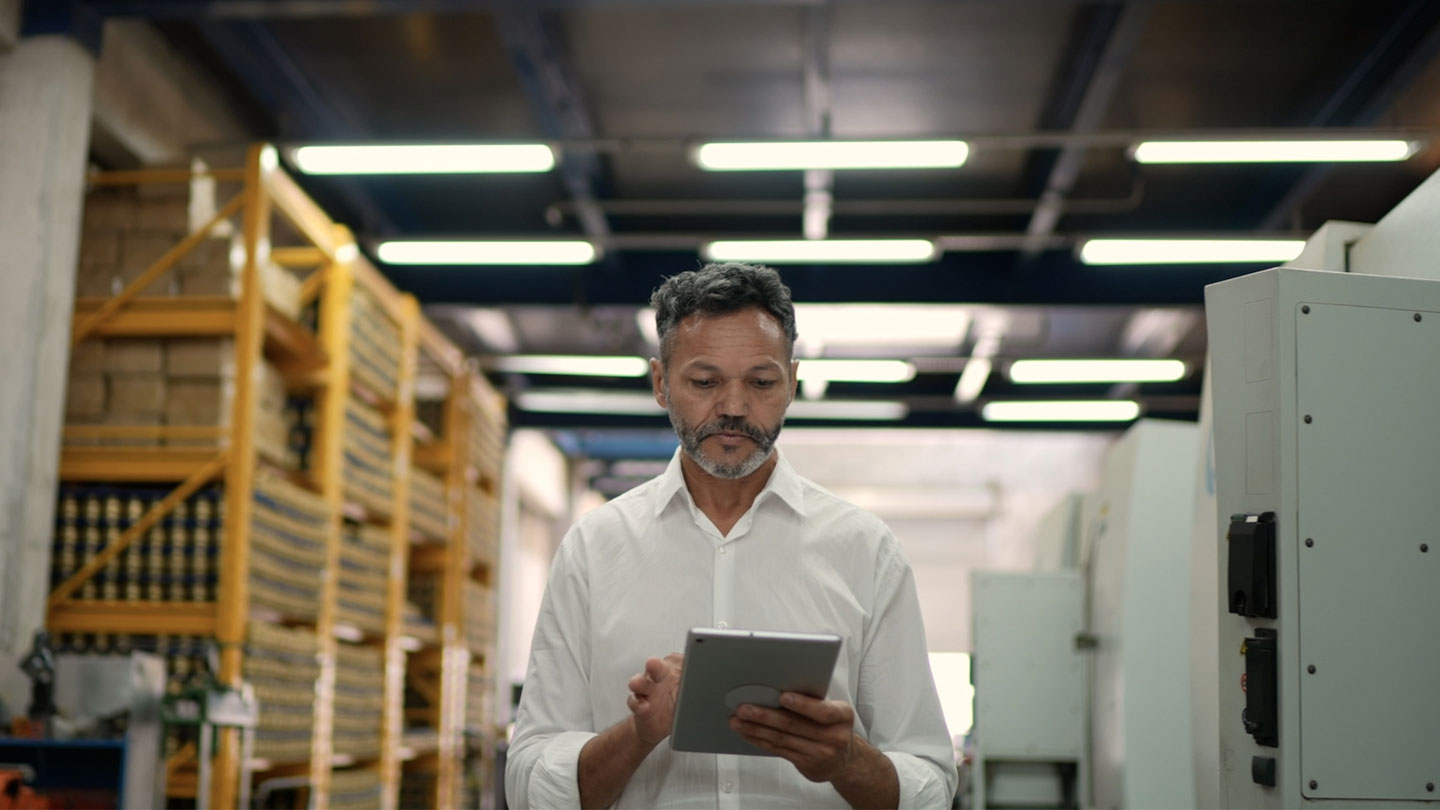 man using tablet