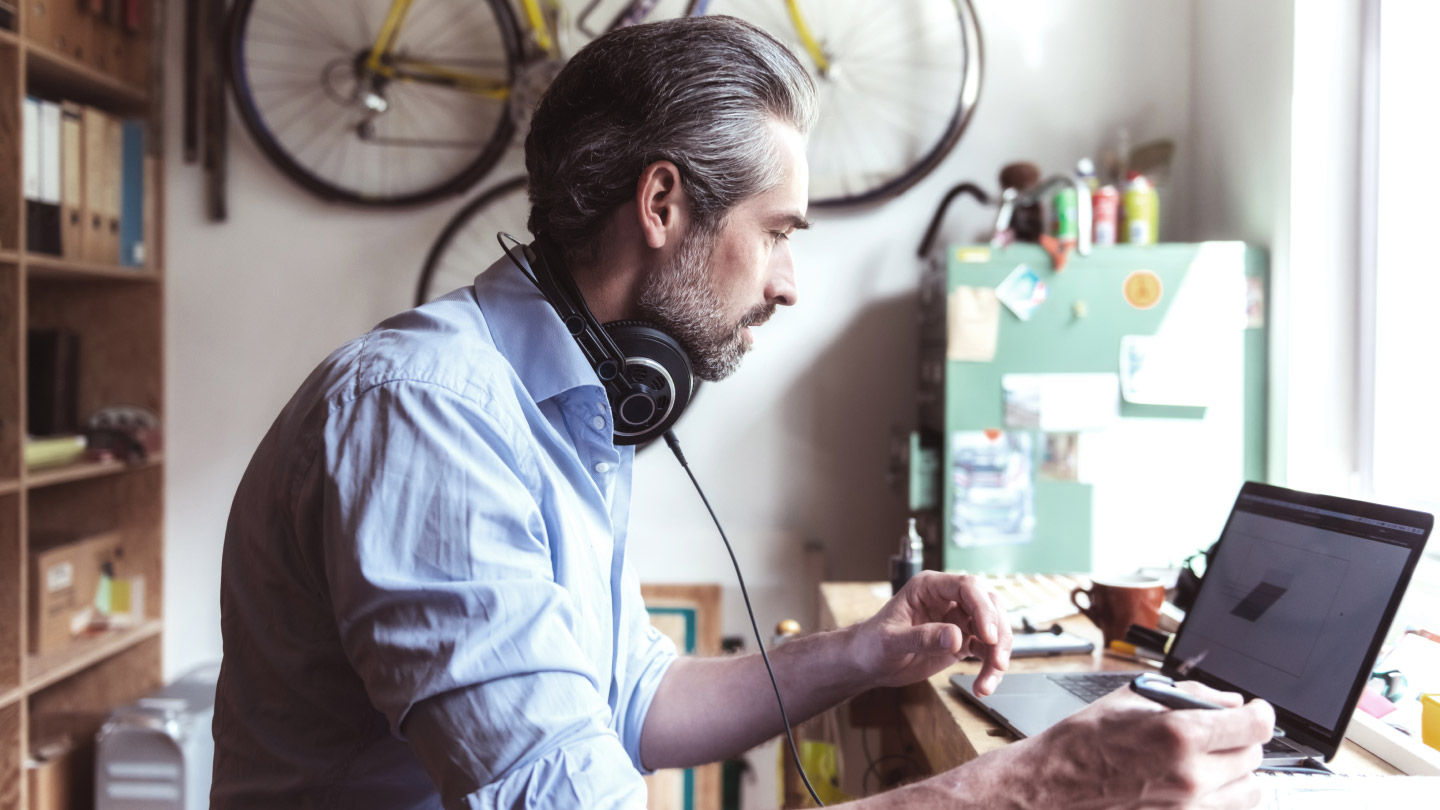 man working on laptop