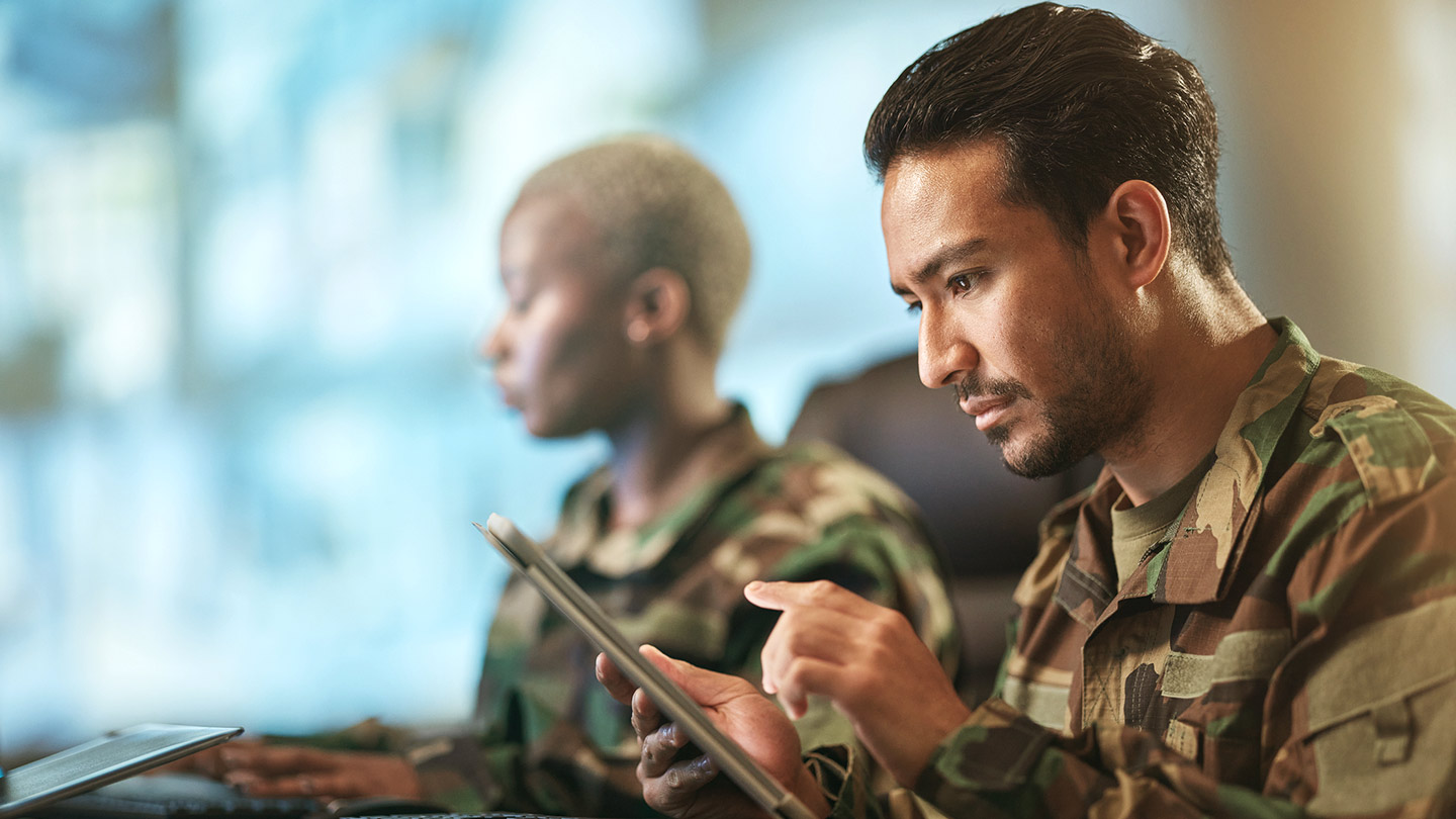 Veterans using tablet