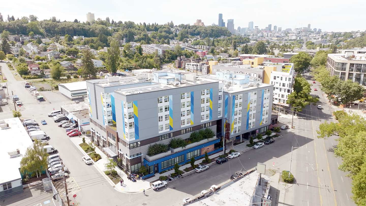 Aerial view of Hobson Place building