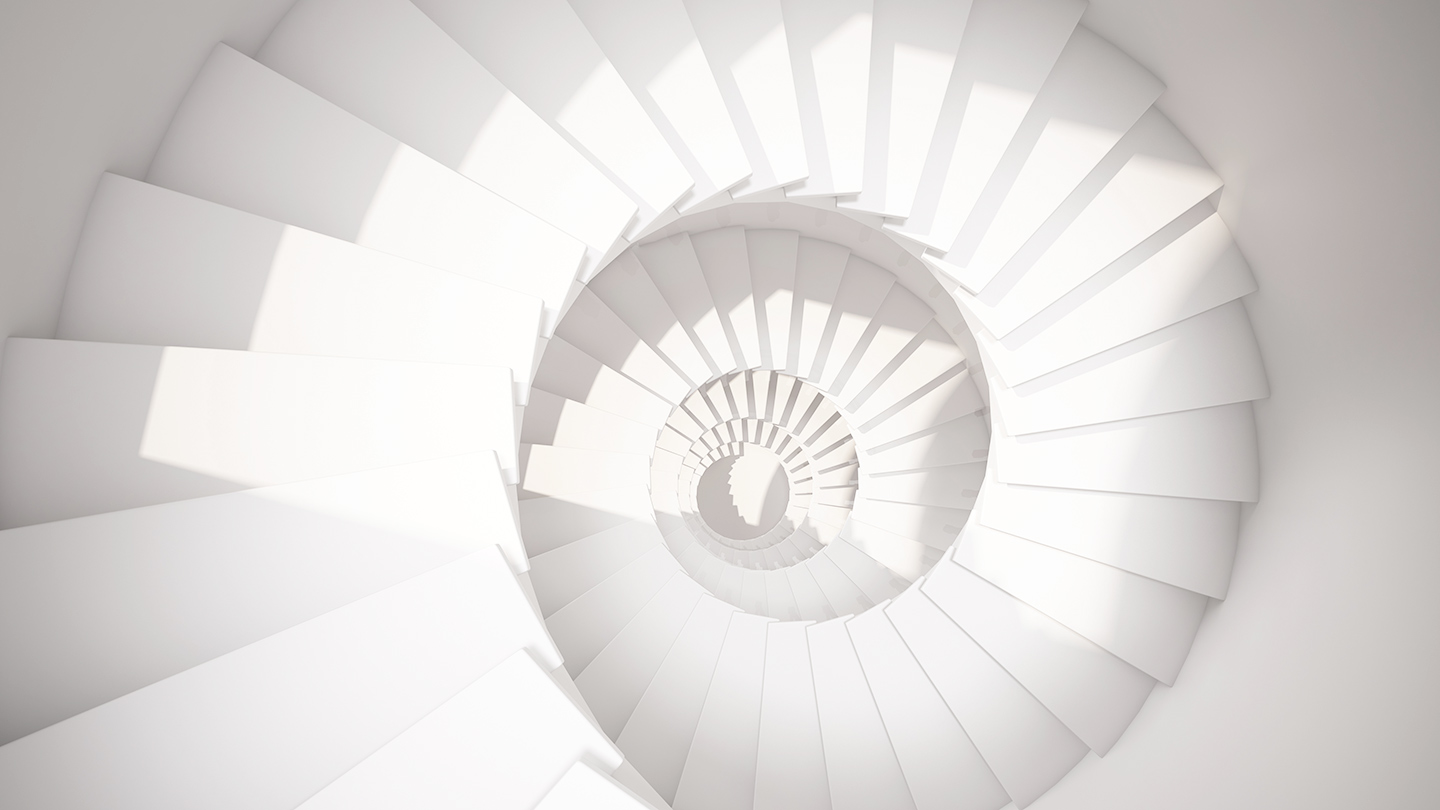 White spiral stairs