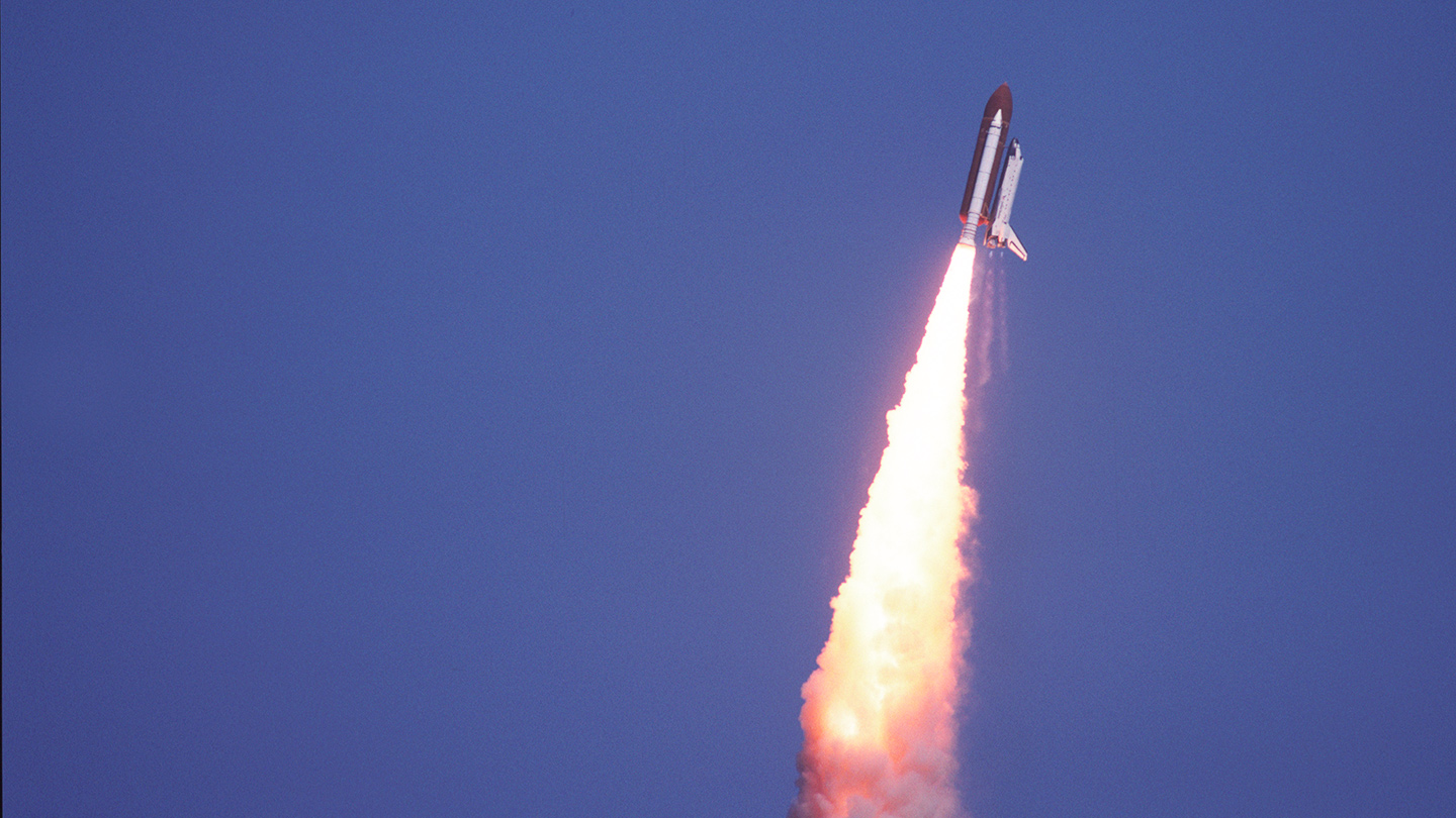 Rocketship launching in air