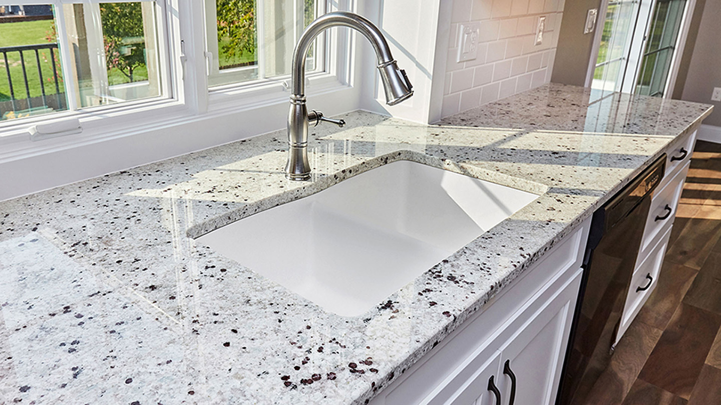 View of a kitchen's stone countertops
