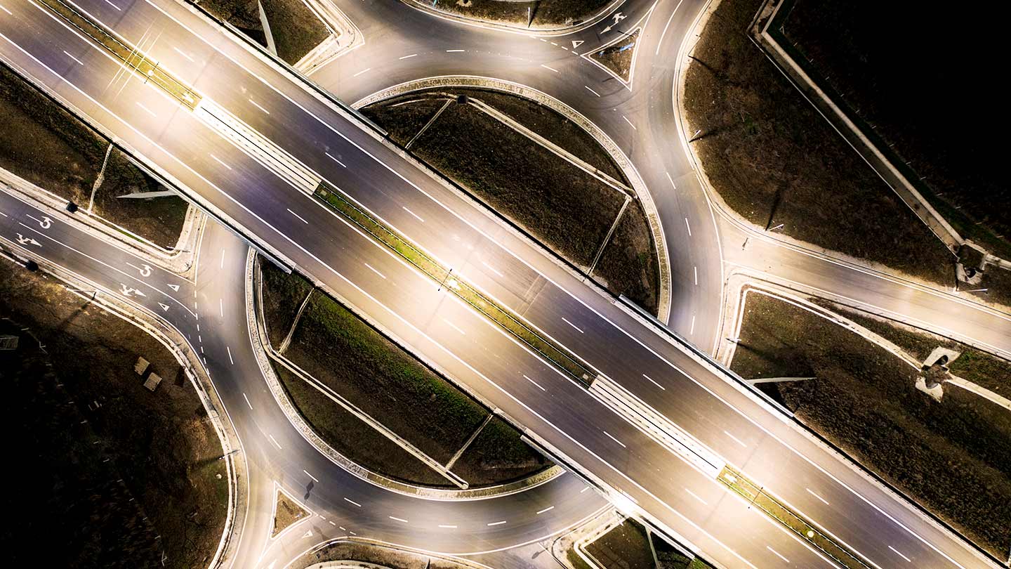 Aerial view of roads