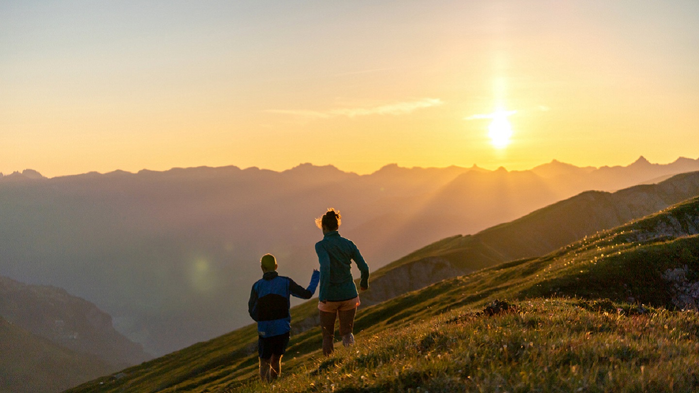 Above distant mountains and valleys