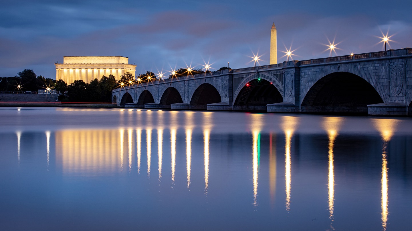 Twilight on the National Mall in Washington DC