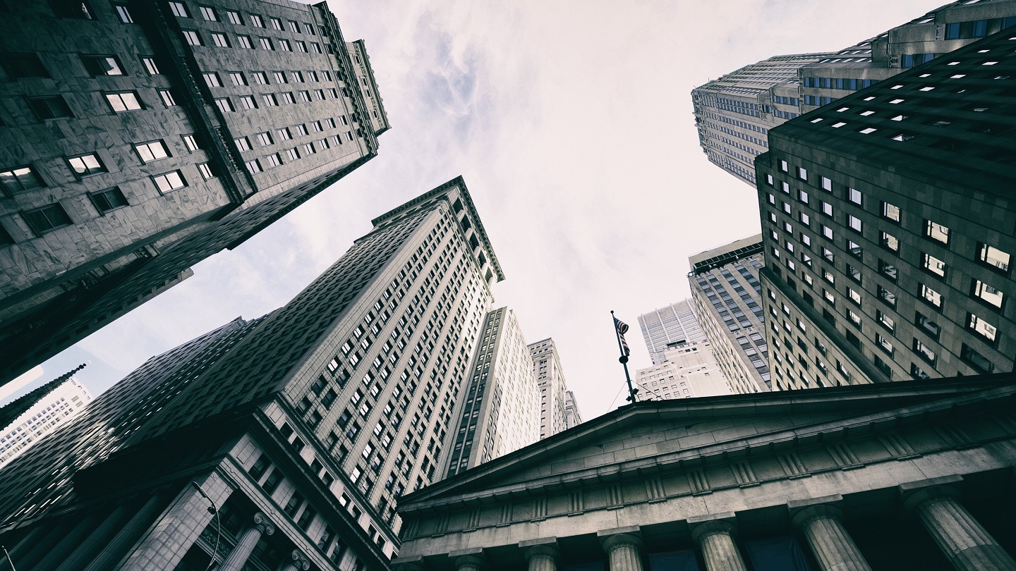 Federal Hall, Manhattan Financial District, NYC. Toned Image.