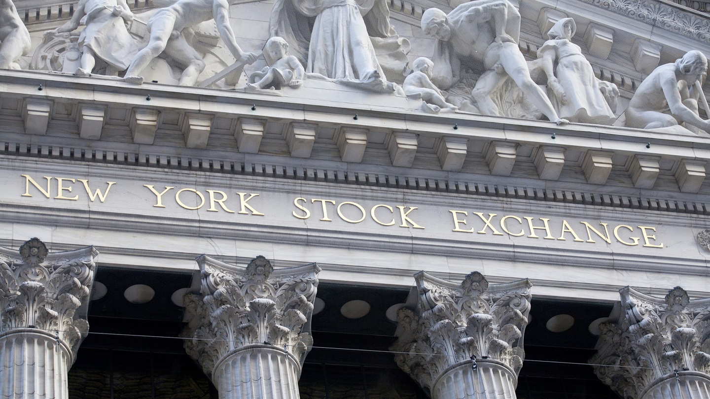 New York City, USA - December 28, 2013: Close up detail of facade at the New York Stock Exchange building located on Wall St. in Lower Manhattan.