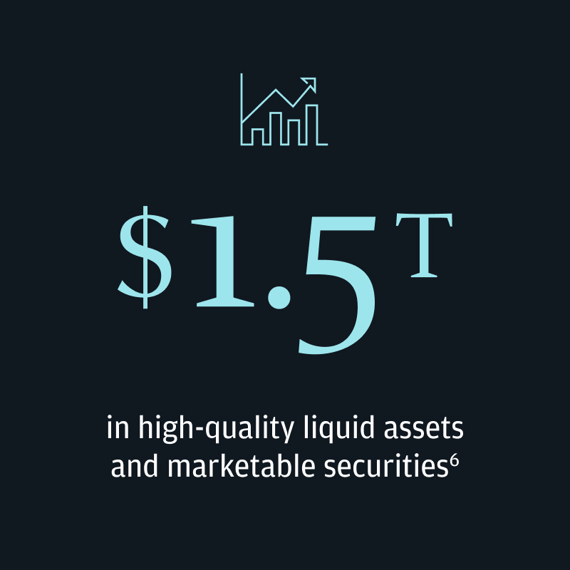 1.5 trillion dollars in high-quality liquid assets and marketable securities